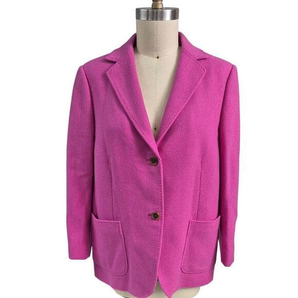 Lands End Pink Blazer Green Satin Lining Wool Blend Vented Plus SZ 18W NWOT - Picture 1 of 6